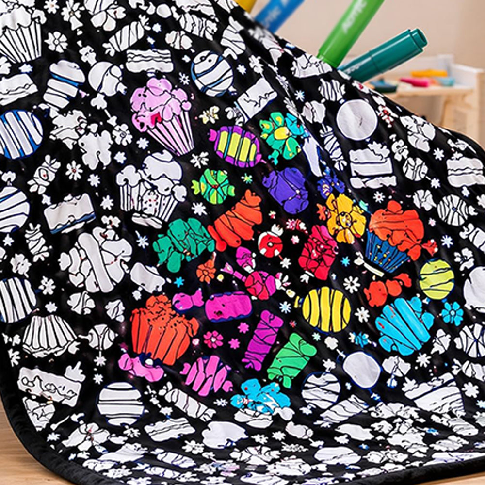 DIY Coloring Blanket Washable Reusable Coloring Mat for Adults - Ice Cream