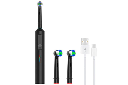 Rotating Electric Toothbrush 3Modes with Travel Case and 2 Brush Heads-Black