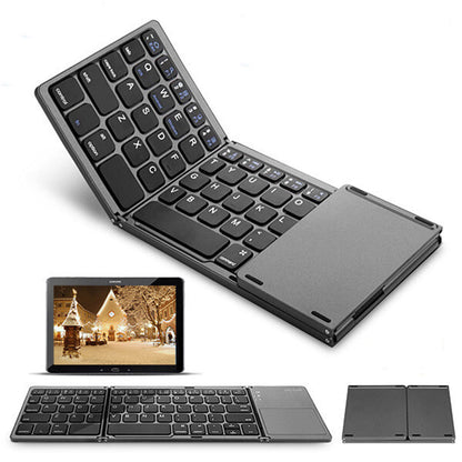 Foldable Bluetooth Keyboard with Touchpad Wireless Slim Keyboard for Windows iOS Android Device USB-B Style