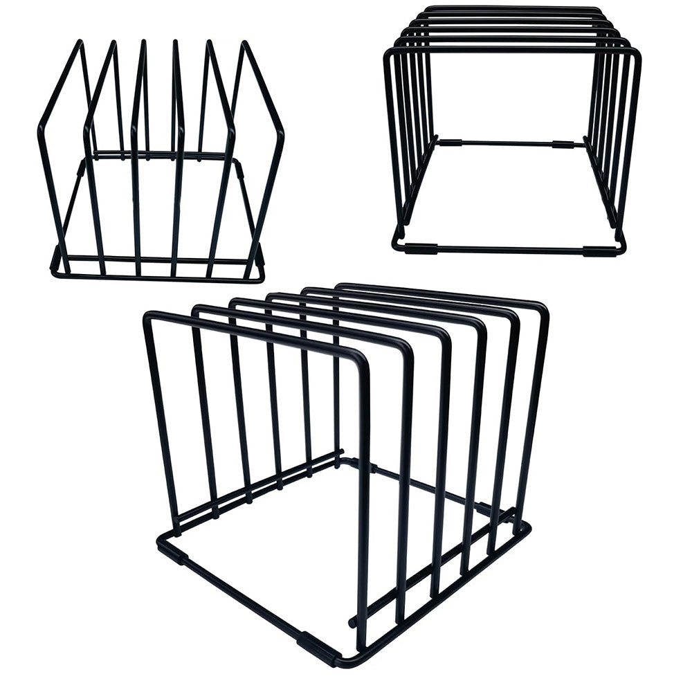 5-Slot Kitchen Organizer Rack Dish and Cutting Board Holder for Cabinet Countertop or Pantry