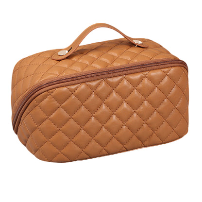 Women Cosmetic Bags Travel Cosmetic Bag For Women PU Leather Skincare Bags Toiletry Bag -Brown
