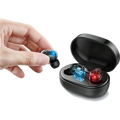 Bluetooth 5.1 Wireless Earbuds with LED Display IPX4 Waterproof Headphones-Black