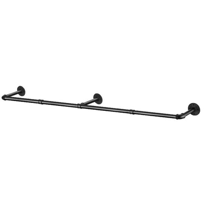 183cm Galvanized Carbon Steel Wall Mounted Clothes Rack - Black