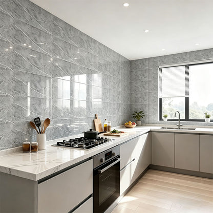 10Pcs Self Adhesive PVC Wall Tiles- Grey