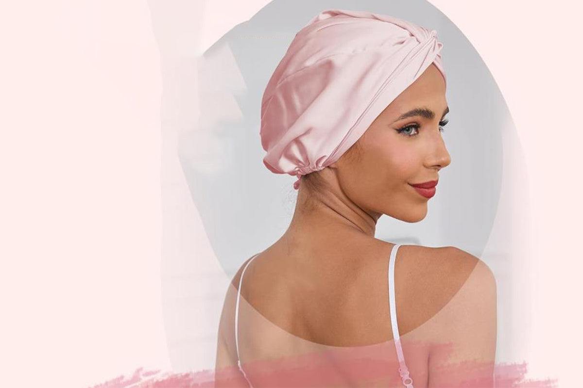 Adjustable Silk Bonnet Hair Bonnet for Women Curly Natural Braid Straight Hair-Pink