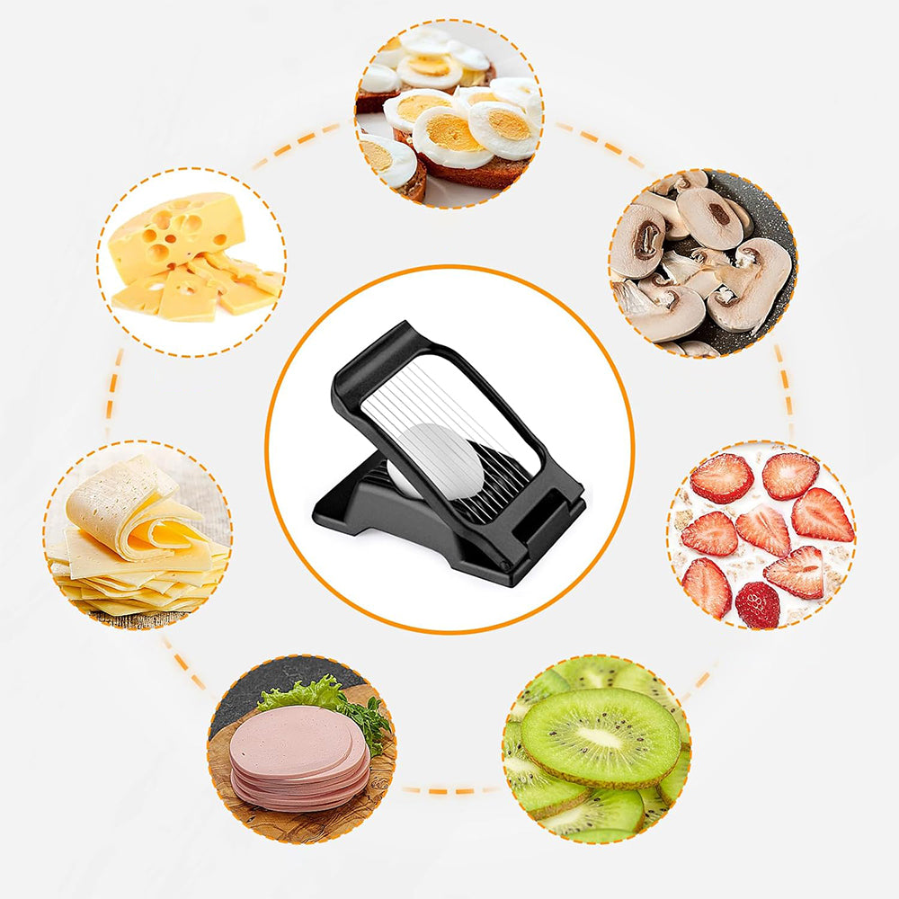 Aluminum Alloy Egg Slicer for Hard Boiled Eggs Strawberry Slicer for Sandwiches-Black