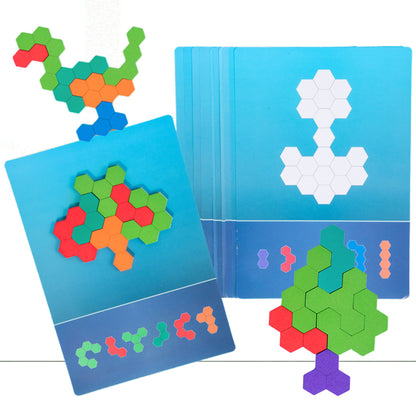 Wooden Tangram Puzzle Set STEM Educational Logic IQ Game Montessori Toy