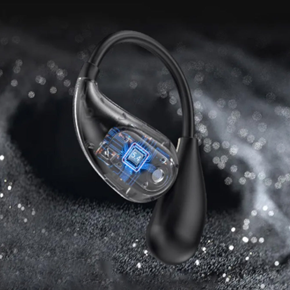 Wireless Open Ear Headphones Bluetooth 5.4 Stereo Sound Earphones with Charging Case Black
