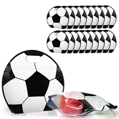20 Pack Soccer Resealable Candy Bags with Handles - White