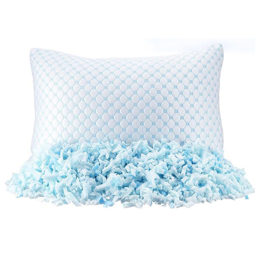 Shredded Memory Foam Pillows for Sleeping with Washable Cooling Cover Blue