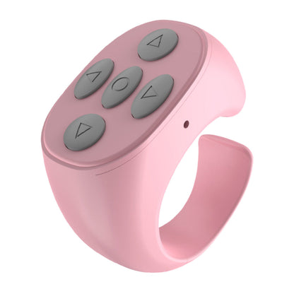 Wireless Page Turner Bluetooth Ring Remote Control Fingertip Selfie Video Controller for Smart Phone Pink