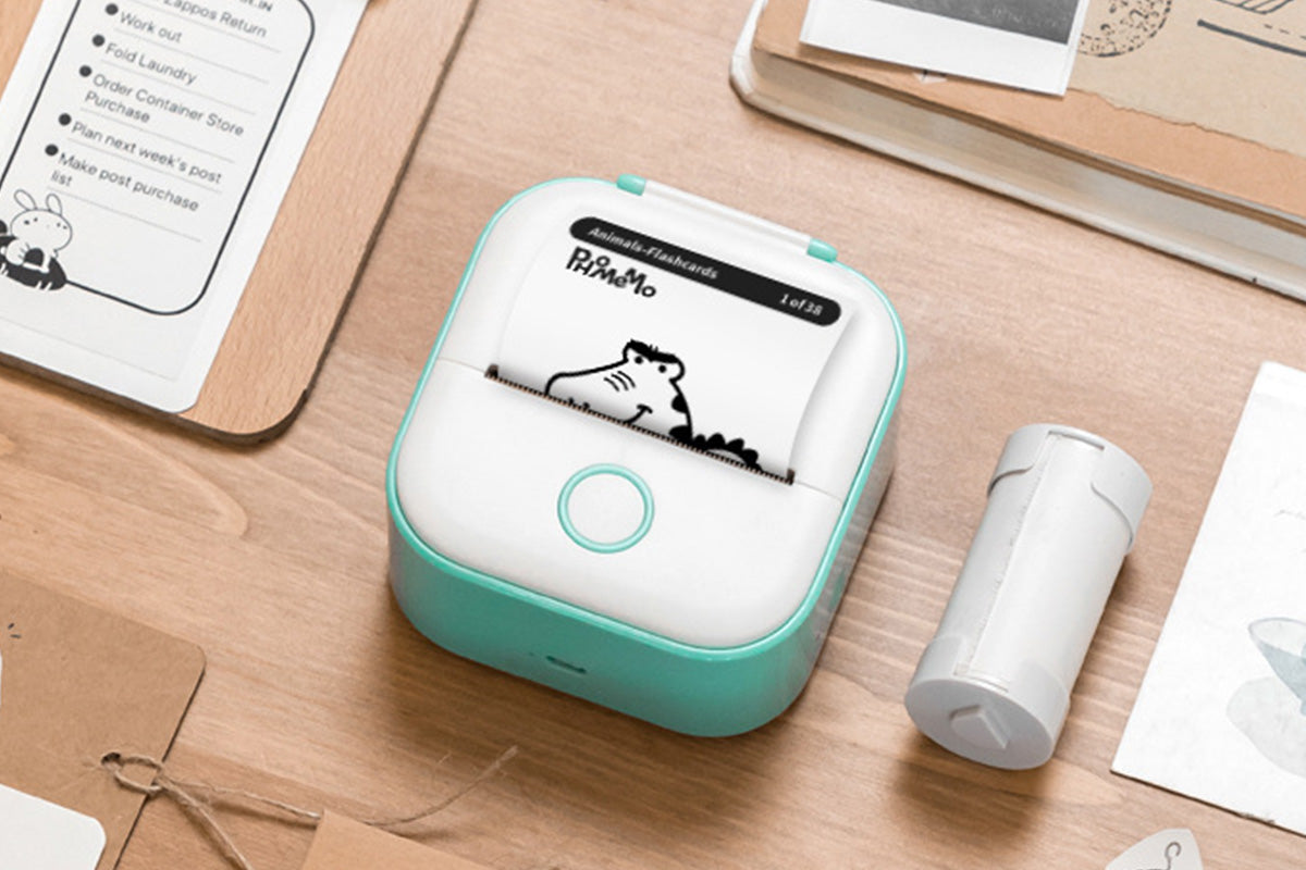 Mini Portable Thermal Sticker Printer Bluetooth Pocket Photo Printer-Green Color