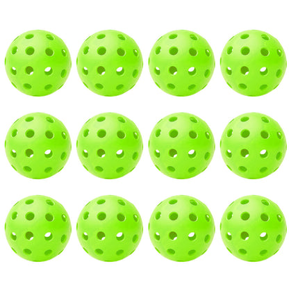 12Pcs Set 40-Hole Pickleball Balls High Bounce Outdoor Pickleball Set Green