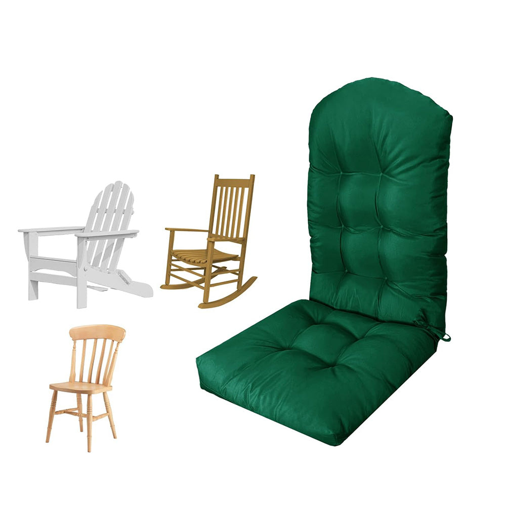 High Back Rocking Chair Cushion Water Resistant Outdoor Seat Pad-Green
