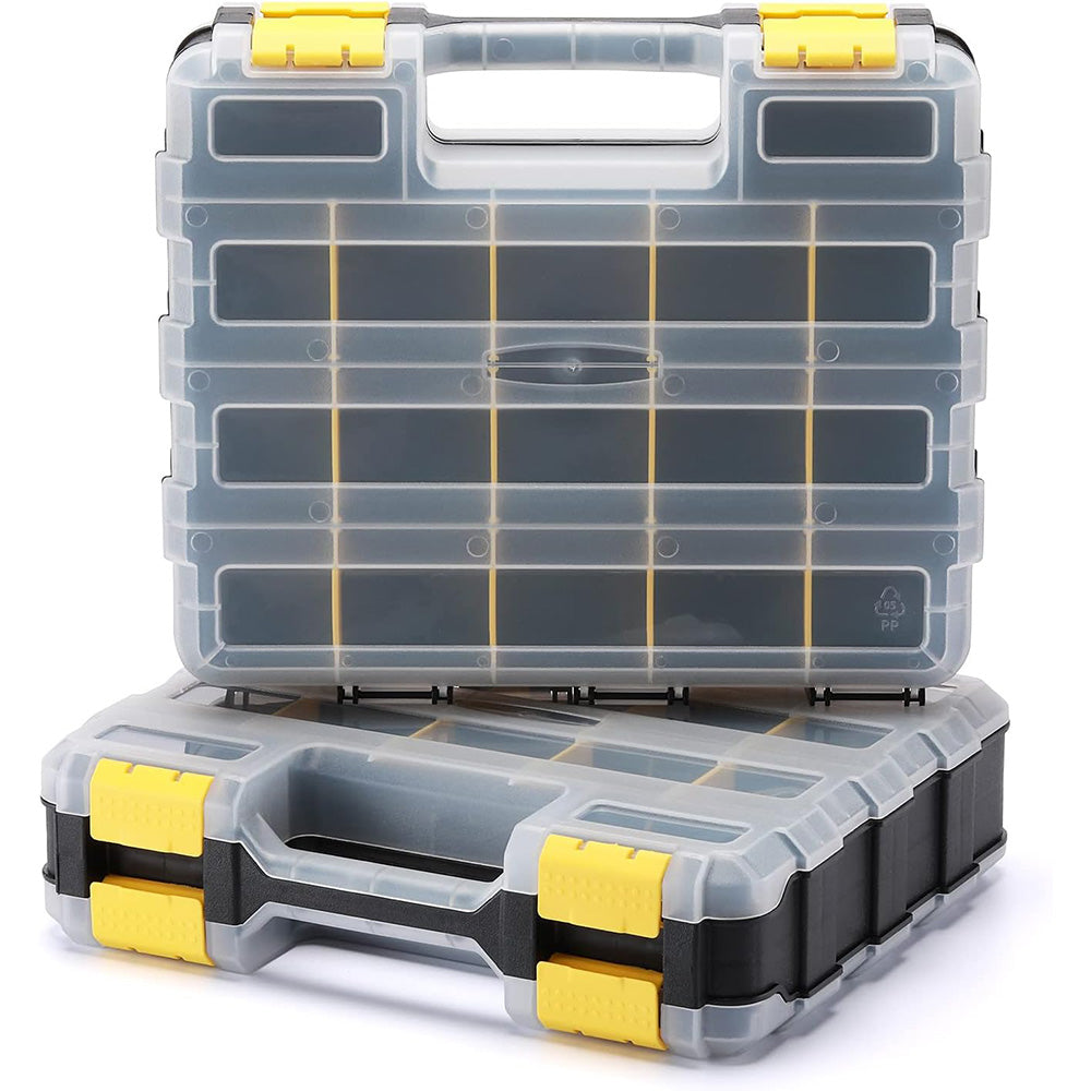 34 Grid Double Sided Tool Organizer Box for Screws Nuts - Yellow