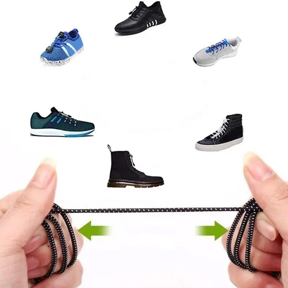 2 Pairs Elastic No Tie Shoelaces with Spring Lock -Black