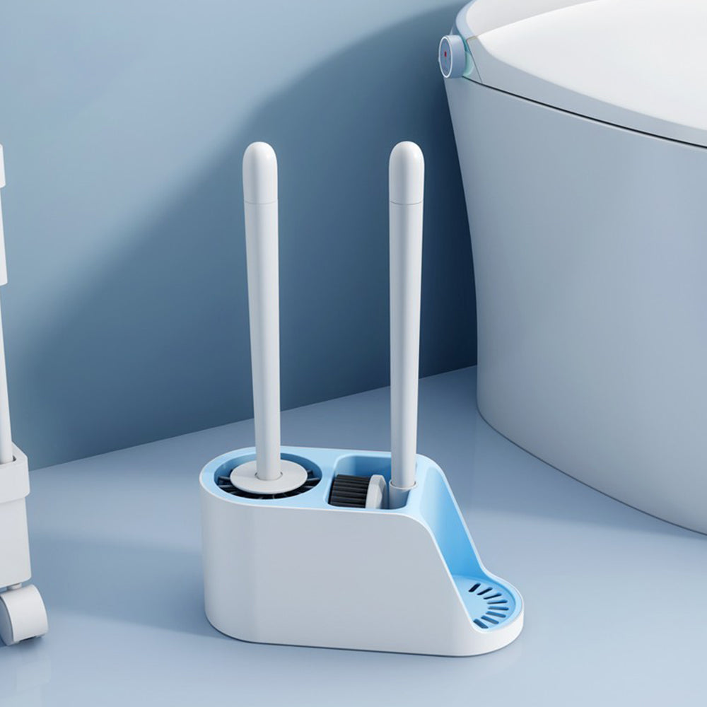 Soft Toilet Brush and Holder Set Bathroom Cleaning Brushes Set Blue