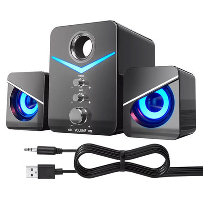Surround Sound System LED Speakers Bluetooth/USB Wired Audio Speaker for Computer PC Gaming Bass