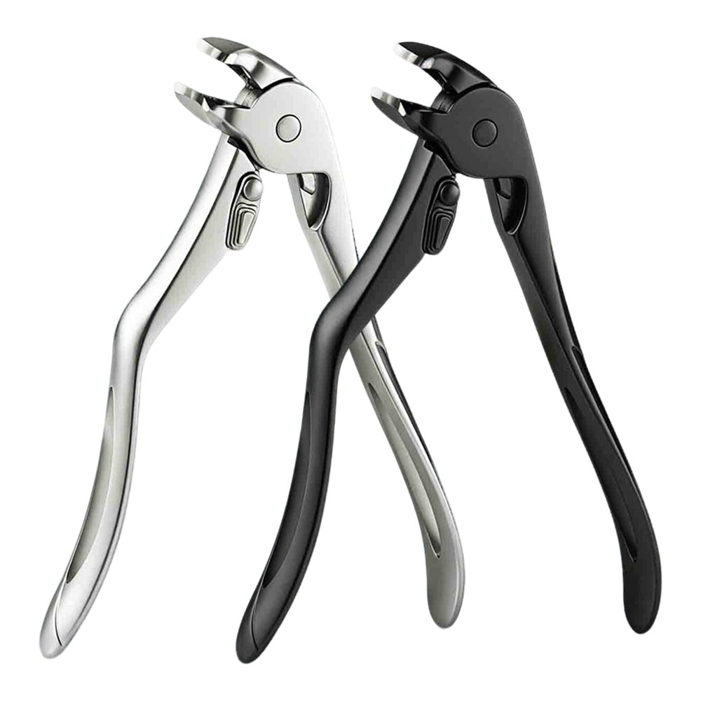 2 Pieces Long Handled Curved Head Toe Nail Clipper - Black+Silver
