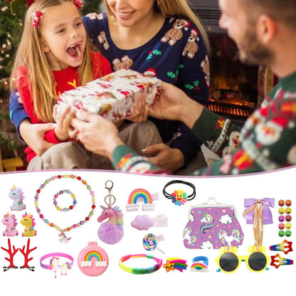 32Pcs Set Jewellery Countdown Calendar Unicorn Christmas Advent Calendar for Girls Style 1