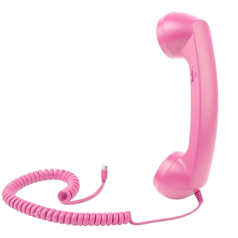 Retro Type C Wired Phone Handset with Microphone for Phones Computers - Pink