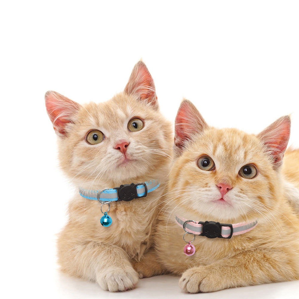 12 Pcs Reflective Cat Collar Kitten Safety Collar with Bell and ID Tags