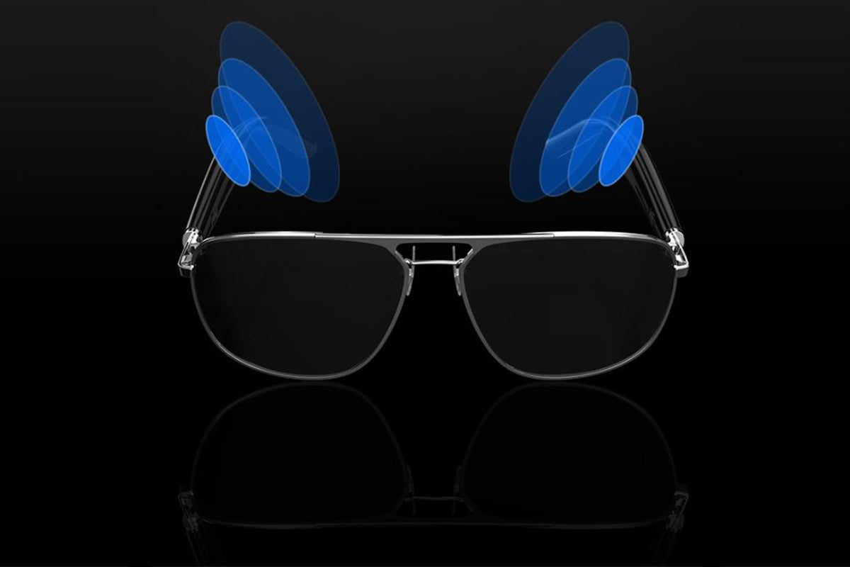 Smart Bluetooth Sunglasses Built-in Open Ear Music and Speaker for Men and Women -Black