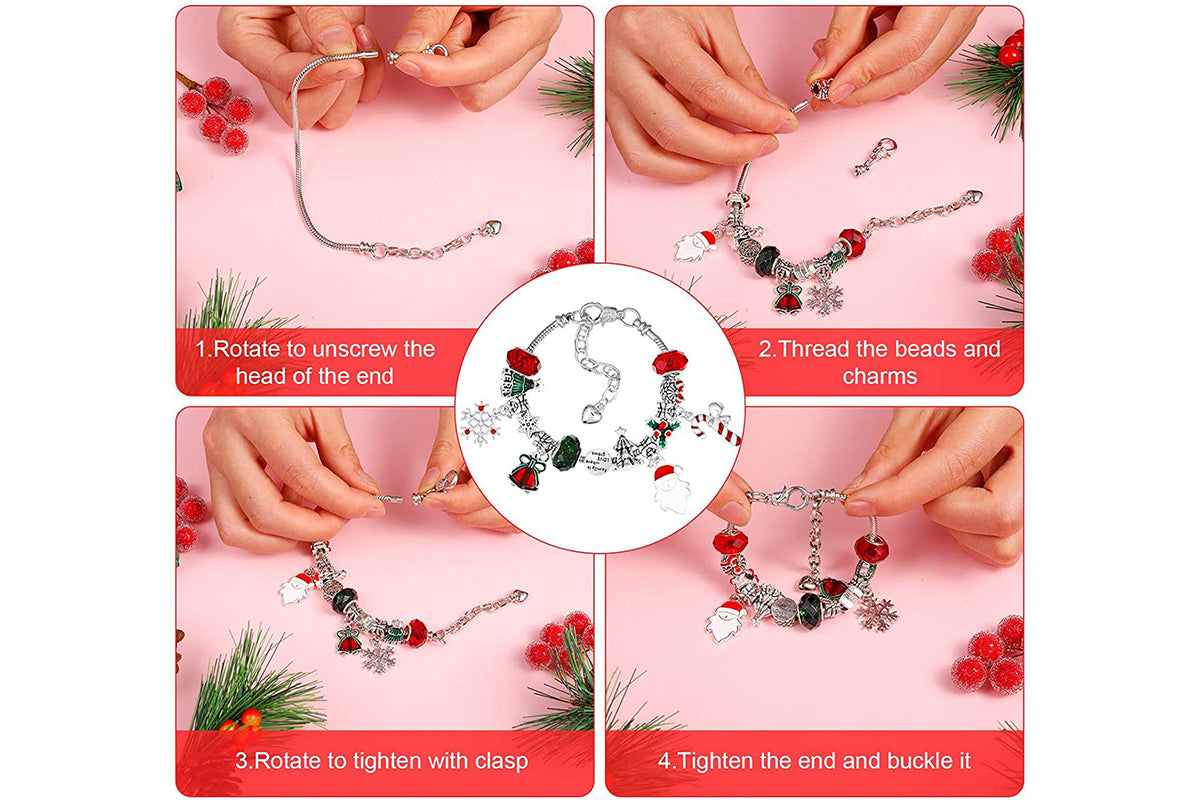 Christmas Advent Calendar Bracelets 2025 for Girls 24 Days Countdown Calendar