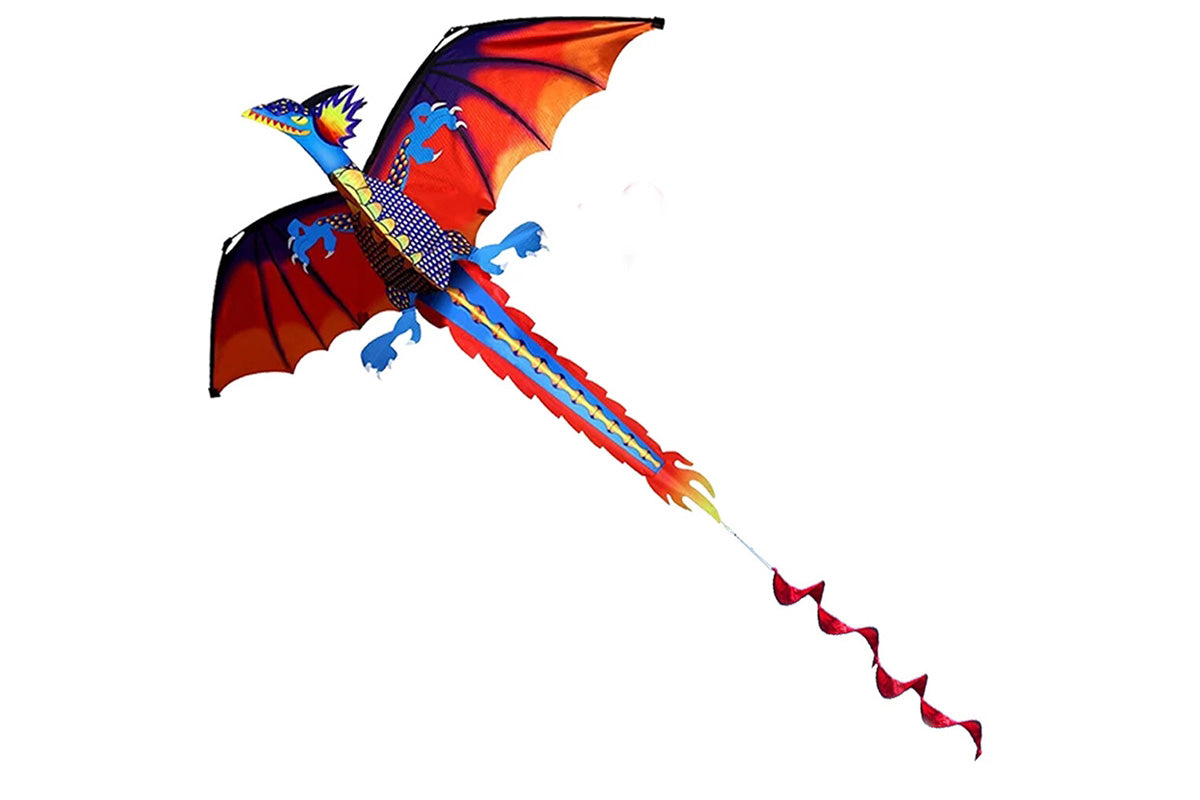 2Pcs 1.4m 3D Dragon Kite with 100m Flying Line for boy and girls and Adults