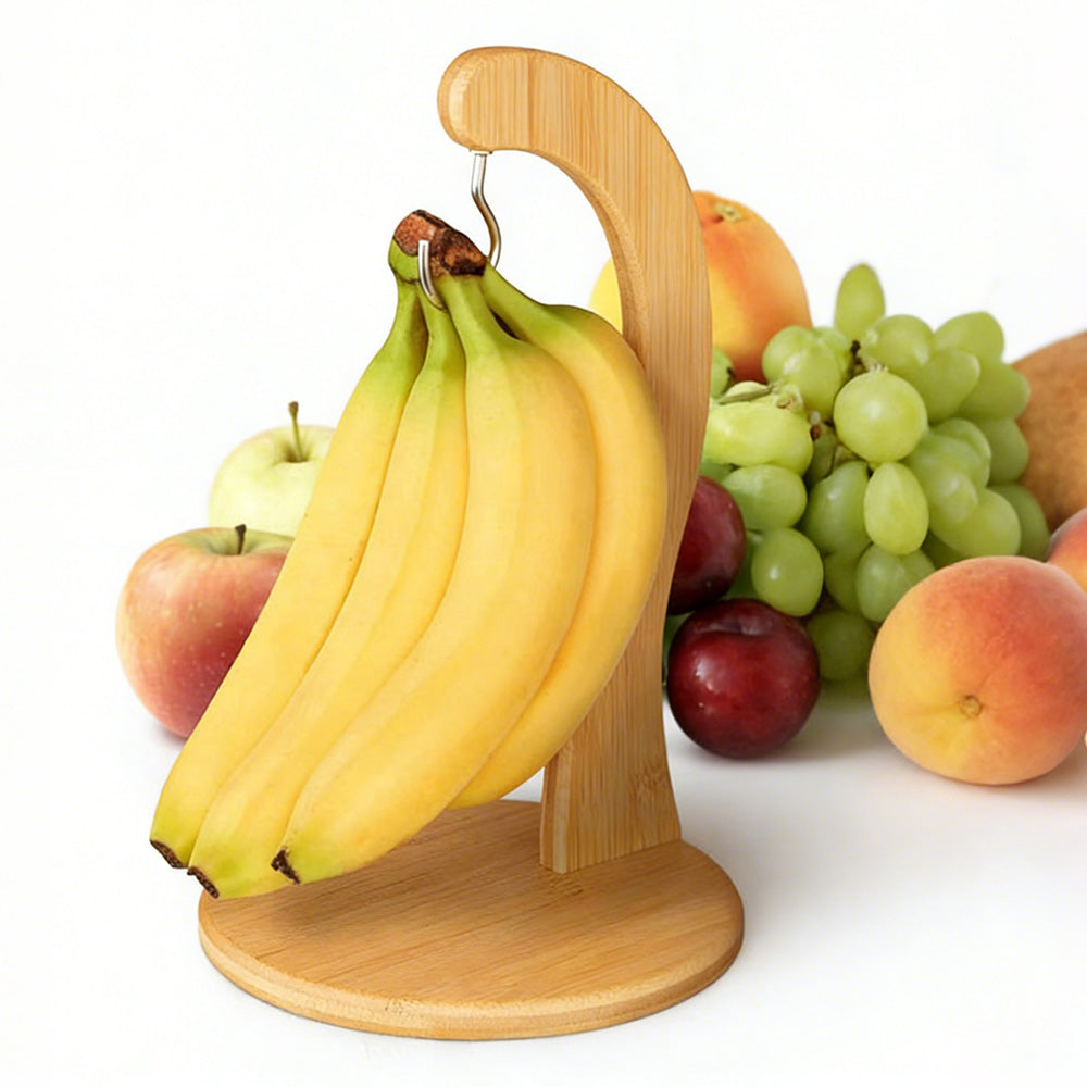 Wooden Banana Stand Holder Kitchen Fruit Storage Display Rack