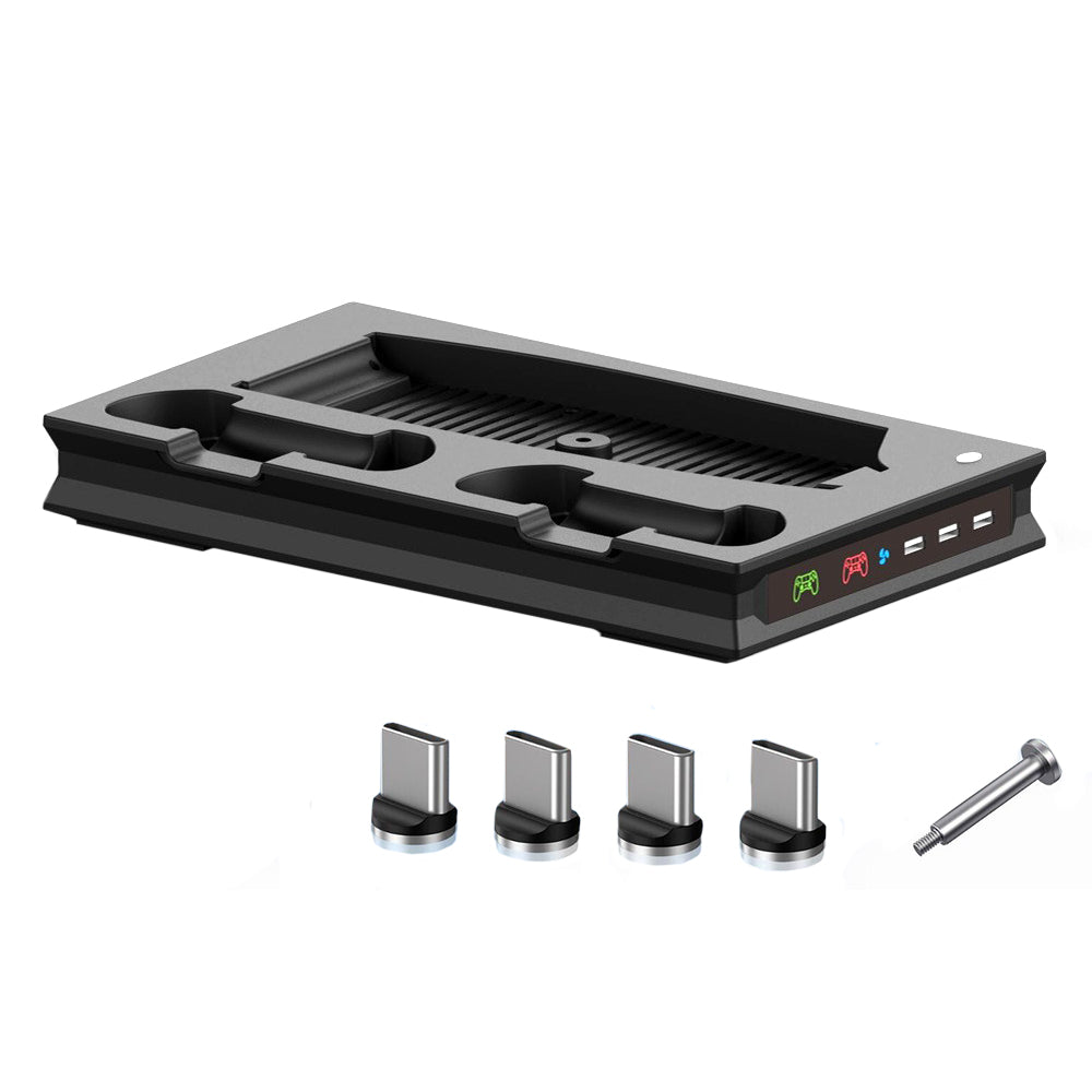 For PS5 Stand Cooling Fan with Dual Controller Charging Station Black