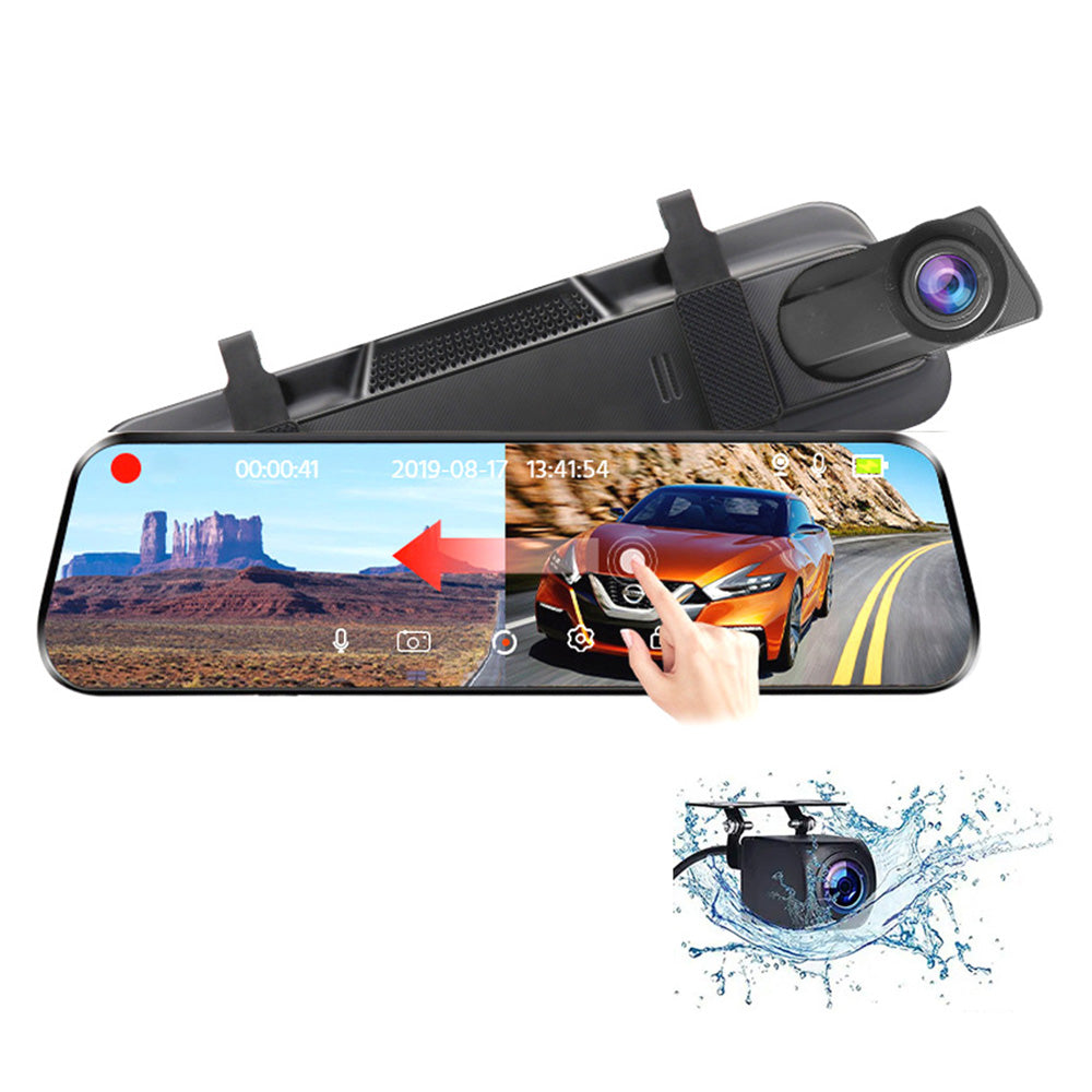 4K 10 Inch Rear View Mirror Camera Dash Cam Front and Rear Dual Dashcam for Car with ADAS