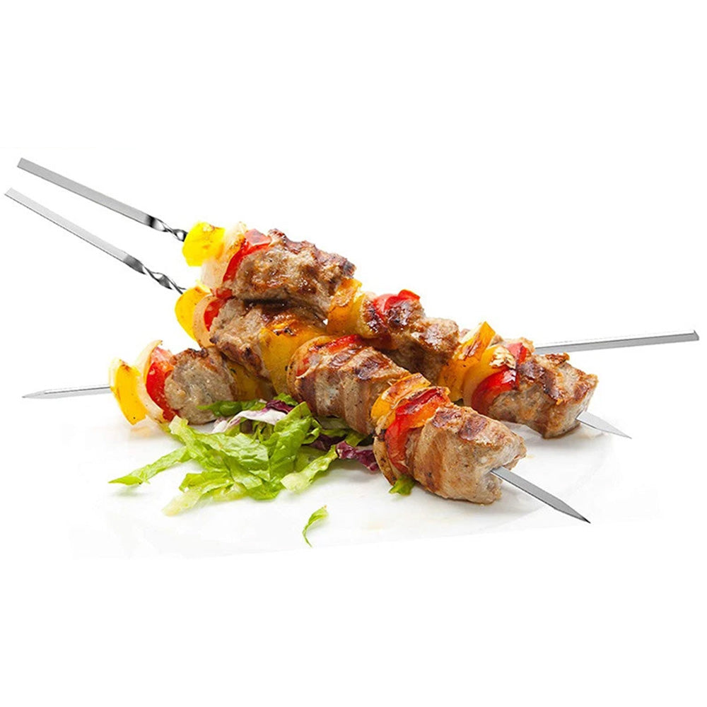 20 Pack 304 Stainless Steel BBQ Skewers -Flat Wide