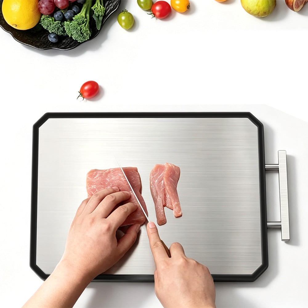 Double Sided Titanium Alloy and Wheat Straw PP Cutting Board