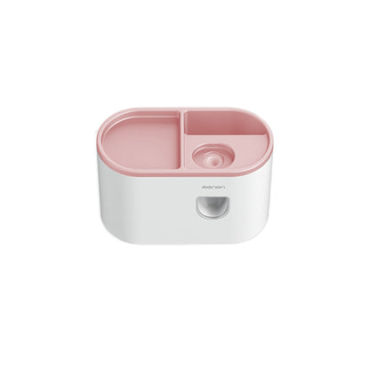 Wall Mounted Toothbrush Holder for Bathroom Automatic Toothpaste Dispenser Kit-Pink