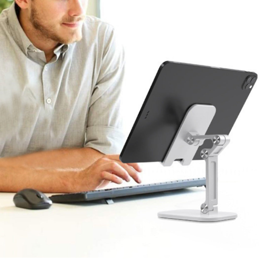 Foldable Desktop Stand for Tablet Cell Phone Adjustable Ergonomic Holder Mount White