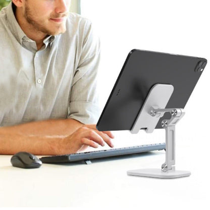 Foldable Desktop Stand for Tablet Cell Phone Adjustable Ergonomic Holder Mount White