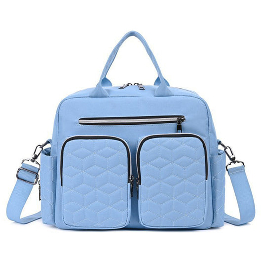 Large Mummy Bag Multi-Pocket Travel Nappy Tote Shoulder Bag Sky Blue