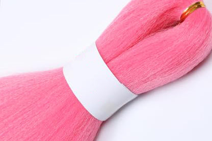 4Pcs Pre Stretched Hair Extensions Synthetic Hair Extension for Cosplay-Pink