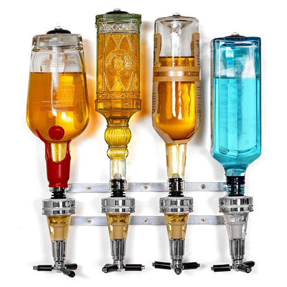 4-Bottle Wall-Mounted Wine Rack and Dispenser for Kitchen or Bar
