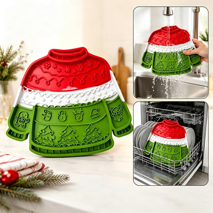 Christmas Pet Silicone Licking Mat with Suction Cups - Green