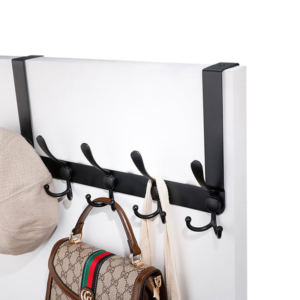 Stainless Steel Over The Door Hooks Durable Door Hangers for Kitchen Bathroom Bedroom - Black