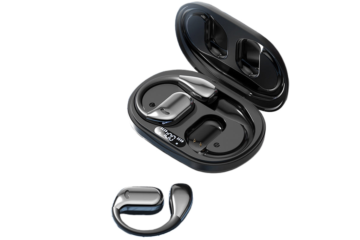 Bluetooth 5.4 Headphones TWS HiFi Stereo Earbuds Over Ear Ear Buds IP6 Waterproof Wireless Earphones LED Display Headset for Gym-Black