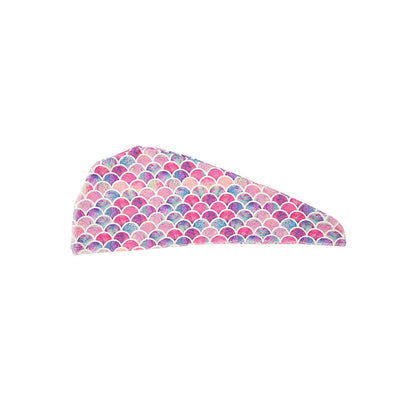 Fish Scales Style Print Microfiber Hair Drying Cap Pink
