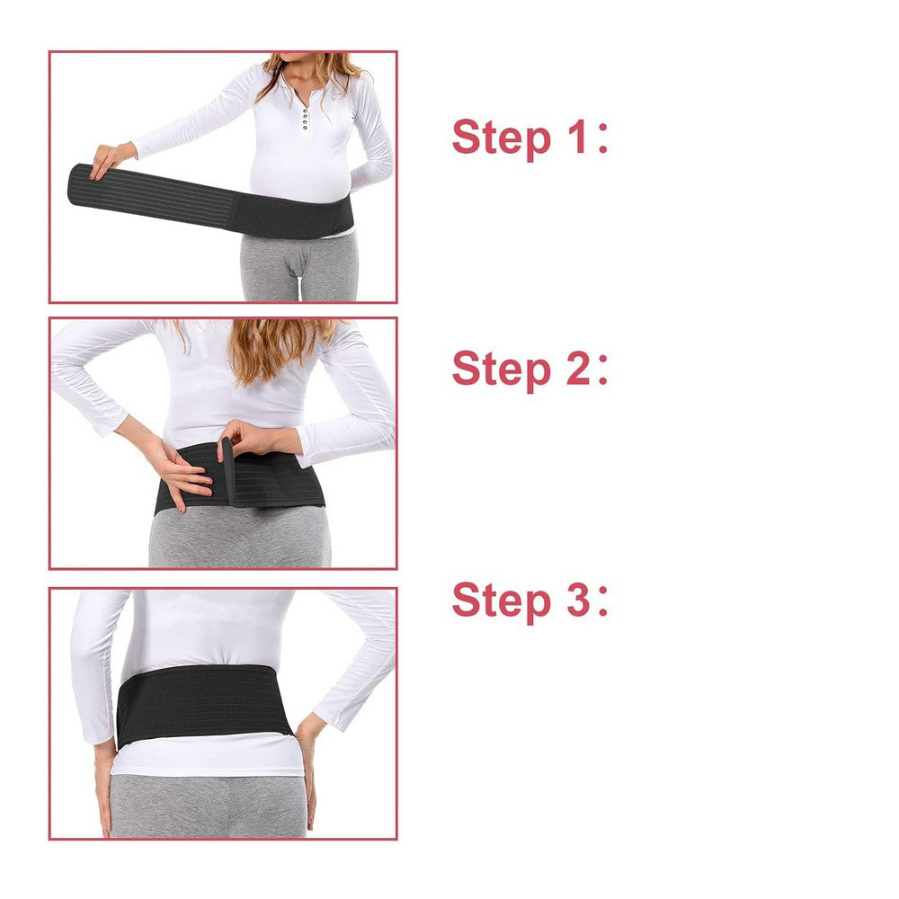 Maternity Belt Pregnancy Belly Band for Back Pain Relief Abdominal Support-Black
