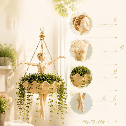 Ballerina Hanging Planter Resin Ballet Dancer Decor Pot