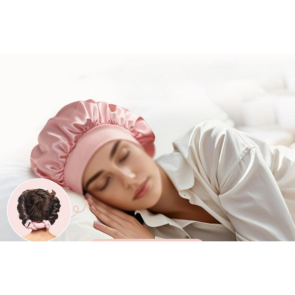 Heatless Curls Overnight 2 Sizes of Soft Hair Rollers with Scrunchies and Clips-Pink