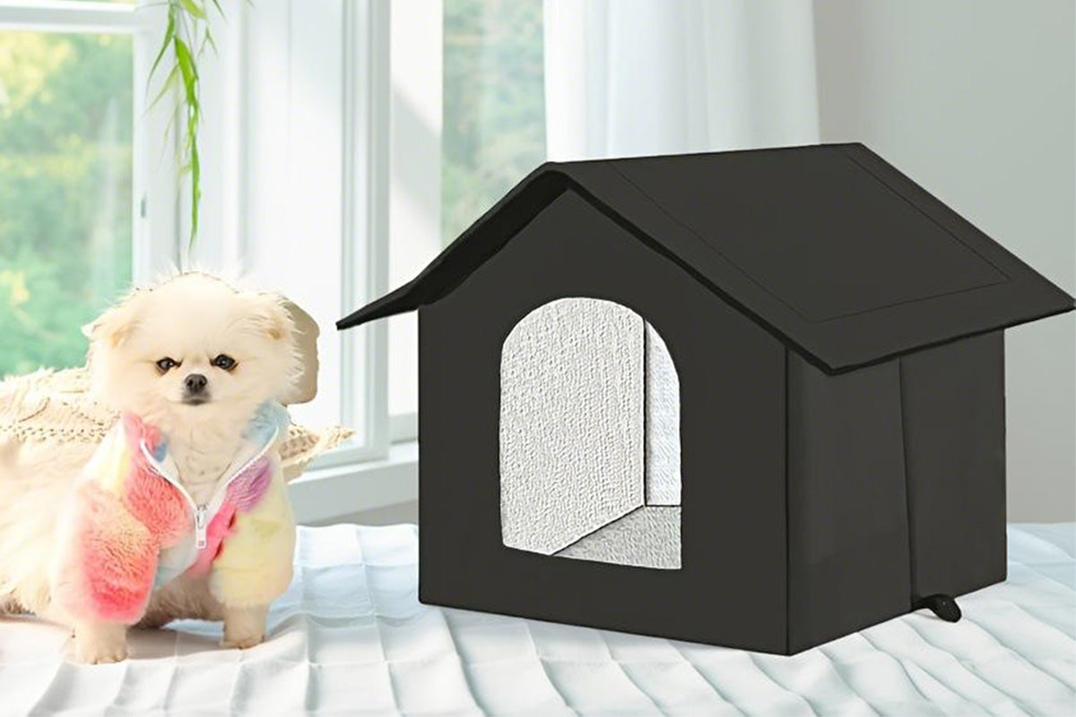 All Season Outdoor Cat House Self-Warming Shelter for Cats & Small Pets -Black