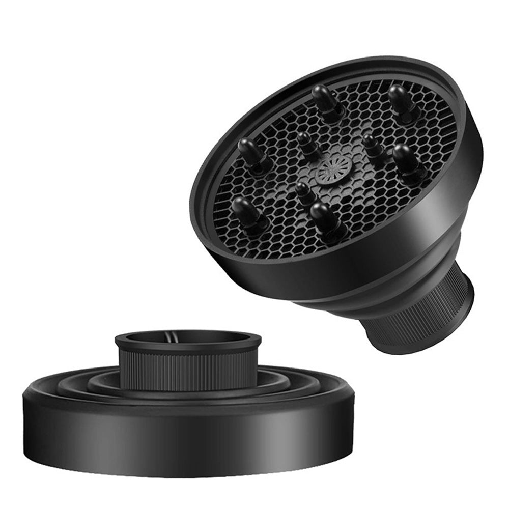 Foldable Silicone Hair Dryer Diffuser for Universal 4 to 5cm Nozzles - Black