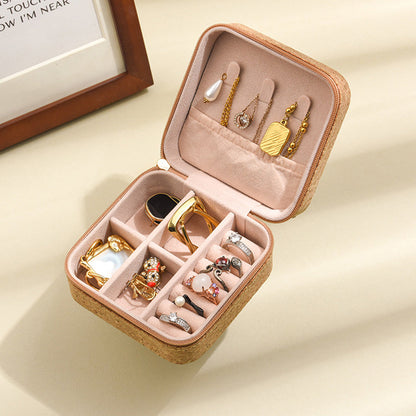Portable Travel Jewellery Box Organizer PU Wooden Ornaments Jewelry Storage Case Style 3